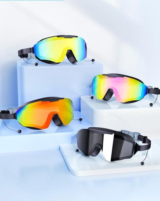 Viyawise Swim Goggles for Adults & Kids - Anti-Fog Full-Coverage, 3-Color UV Lens, Waterproof Earplugs & Nose Clip, Fit Outdoorfun